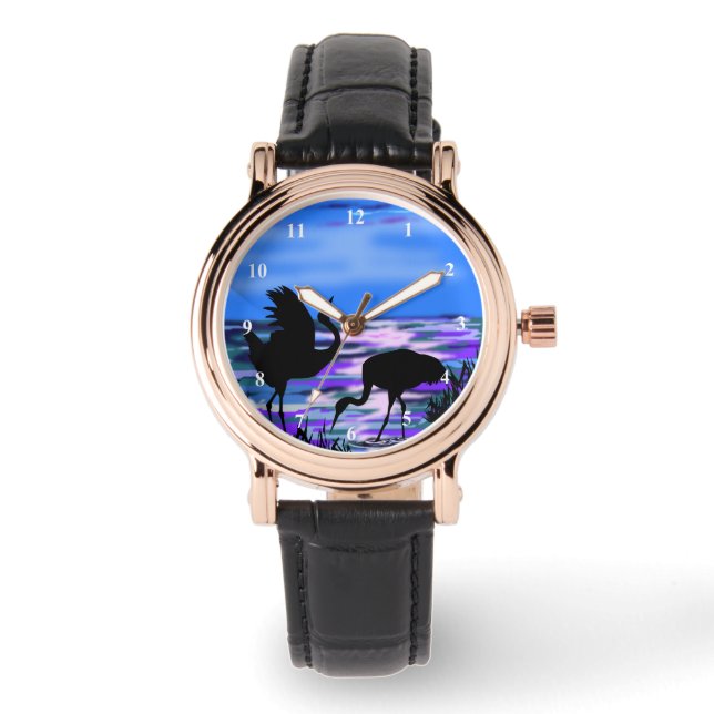 Reloj De Pulsera Observación de aves grullas (Anverso)