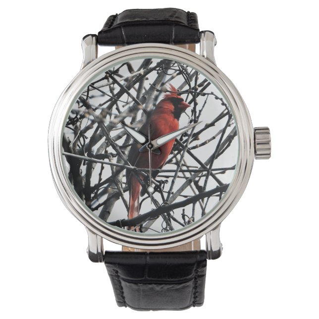 Reloj De Pulsera Observación de pájaros cardenal (Anverso)