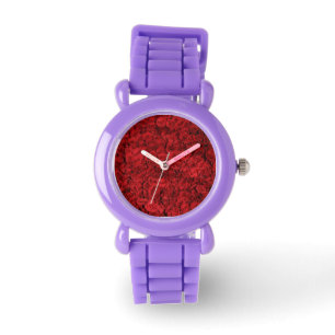 RELOJ DE PULSERA OBSERVACIÓN DE ROSA DE LA MANCHA DEL PURPURINA ROJ
