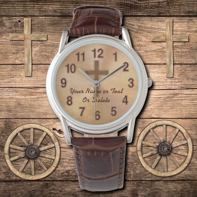 Reloj De Pulsera Observaciones cristianas personalizadas para hombr (Christian gifts for Pastors. Pastor appreciation month gifts. Christian Wrist Watches. Cross Watch.)