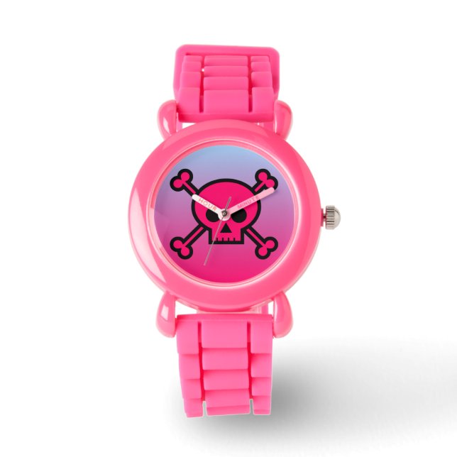 Reloj De Pulsera Observaciones de diseño de cráneo rosa (Anverso)