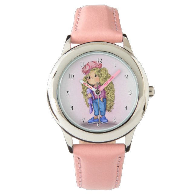 Reloj De Pulsera Observaciones rosas con Chica rubio (Anverso)