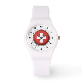 Reloj De Pulsera Observador blanco deportivo de bandera suiza femen
