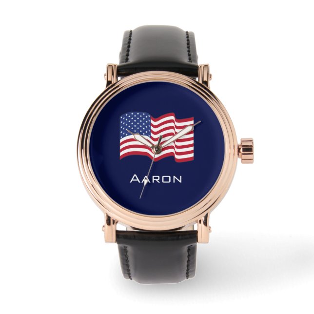 Reloj De Pulsera Observador de bandera estadounidense personalizado (Anverso)