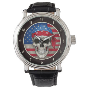 Reloj De Pulsera Observador de cráneo patriótico