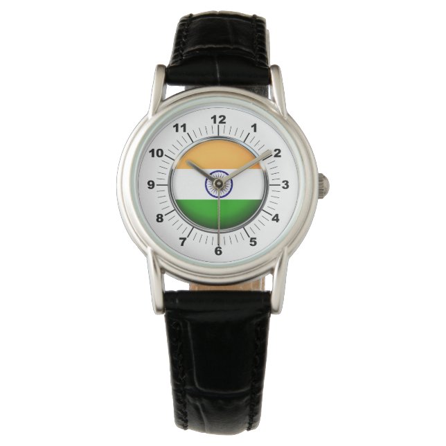 Reloj De Pulsera Observador de cuero negro clásico de la bandera de (Anverso)