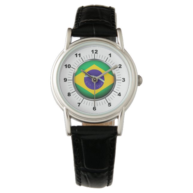 Reloj De Pulsera Observador de cuero negro clásico de la bandera de (Anverso)