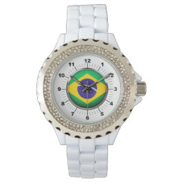 Reloj De Pulsera Observador de esmalte blanco Diamante de imitación