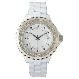 Reloj De Pulsera Observador de esmalte blanco Diamante de imitación