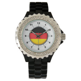 Reloj De Pulsera Observador de esmalte negro con bandera alemana pa