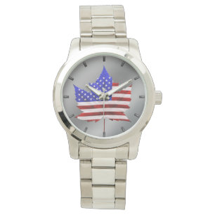 Reloj De Pulsera Observador de la bandera de EE. UU. / Canadá Watch