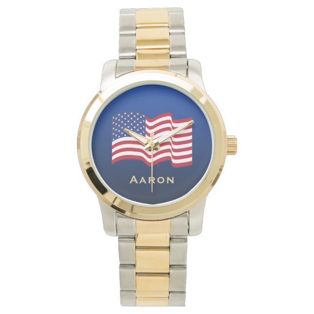 Reloj De Pulsera Observador de la bandera estadounidense personaliz (Anverso)