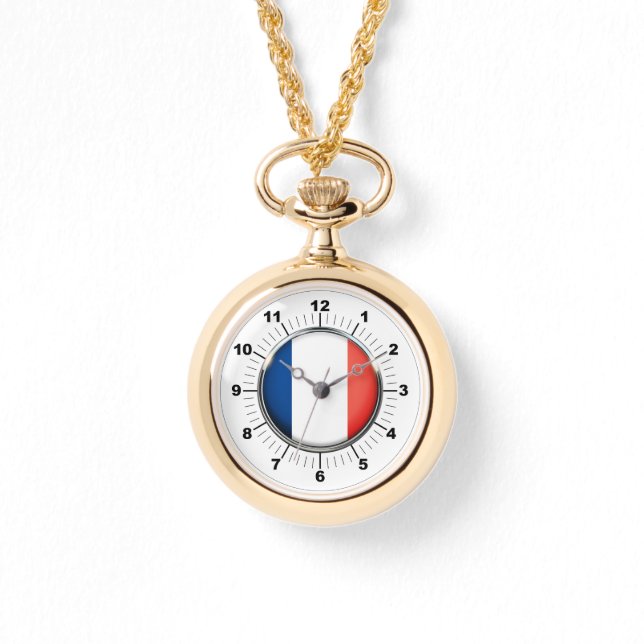 Reloj De Pulsera Observador de oro con bandera de Francia femenina (Anverso)