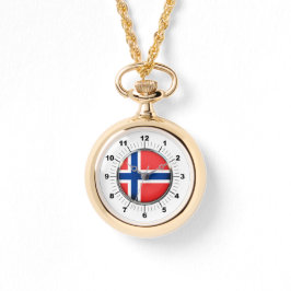 Reloj De Pulsera Observador de oro con bandera de Noruega femenina 