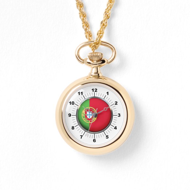 Reloj De Pulsera Observador de oro con bandera de Portugal femenina (Anverso)
