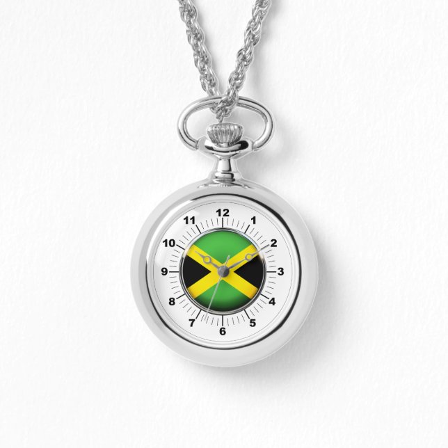 Reloj De Pulsera Observador plateado con bandera de Jamaica femenin (Anverso)
