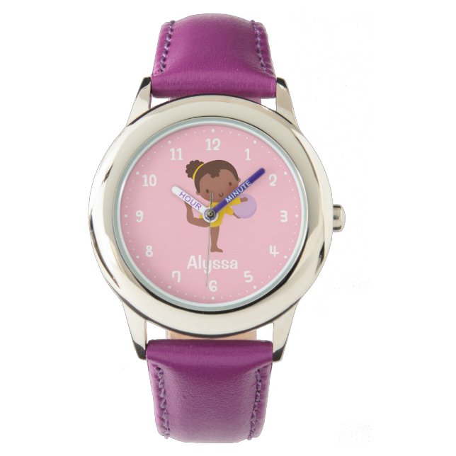 Reloj De Pulsera Observan gimnasia de Chicas de gimnastas afroameri (Anverso)