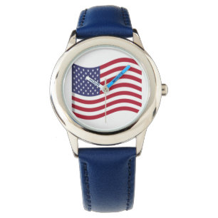 Reloj De Pulsera Observan niños de bandera estadounidense