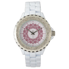 Reloj De Pulsera observar con ornamento mandala, cardinal y rosa