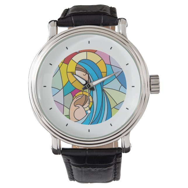 Reloj De Pulsera Observar con una madre y un ilustracion. (Anverso)