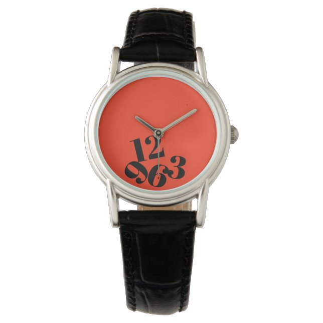 Reloj De Pulsera Observar - Fondo Naranja Gran Número Caído (Anverso)