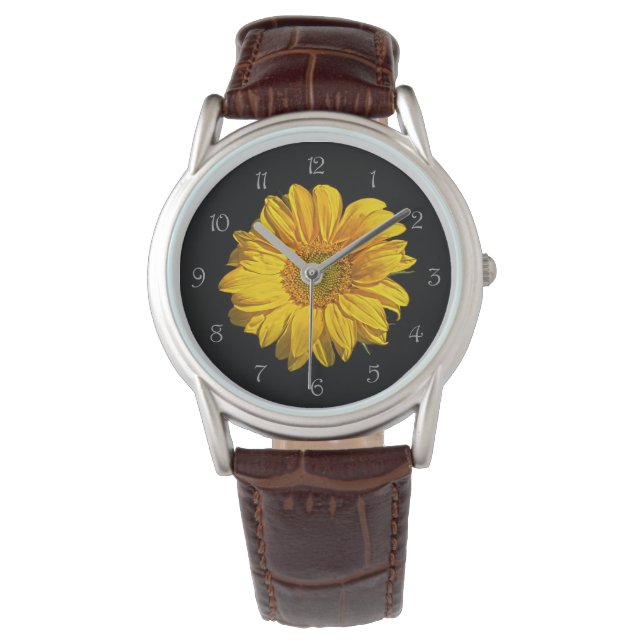 Reloj De Pulsera Observar números de guiones grises de girasol (Anverso)