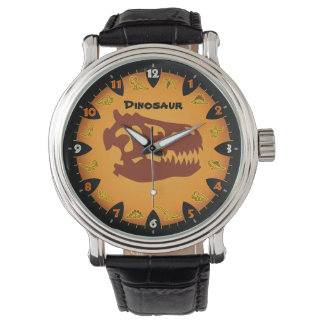 Reloj De Pulsera Observatorio de dinosaurios prehistórico Naranja