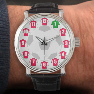 Reloj De Pulsera Observatorio de fútbol - con Camisetas rojos y bla