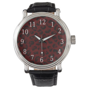 Reloj De Pulsera Observatorio de impresión de leopardo rojo