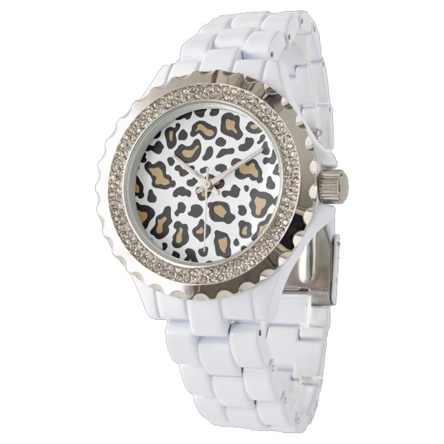 Reloj De Pulsera Observatorio de Leopardo Blanco (Angular)