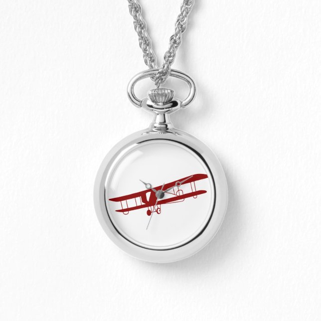 Reloj De Pulsera Observatorio de muñecas de biplano rojo (Anverso)