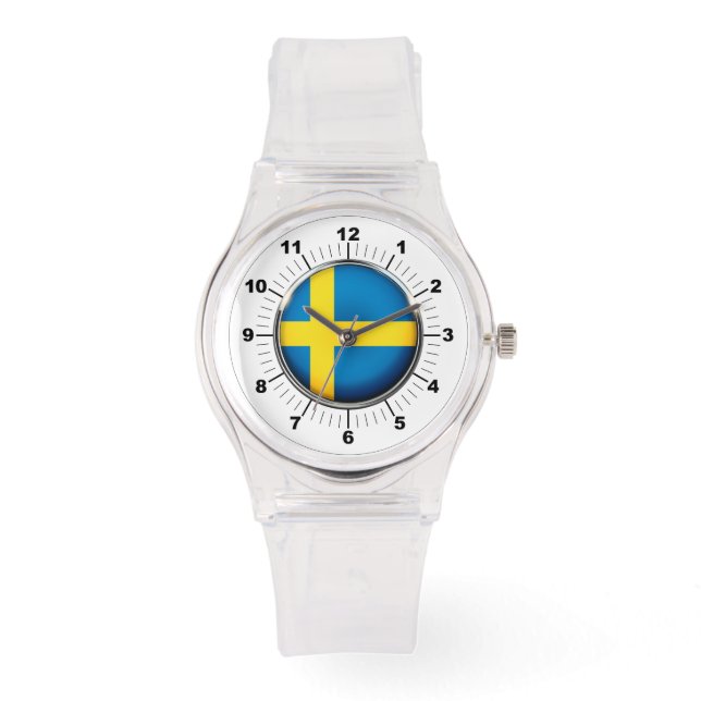 Reloj De Pulsera Observatorio de silicio rosa de la bandera de Suec (Anverso)