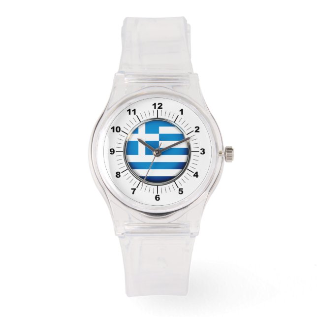 Reloj De Pulsera Observatorio de silicio rosa de la bandera griega  (Anverso)