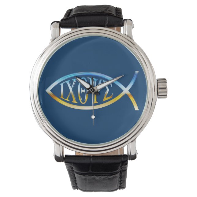 Reloj De Pulsera Observatorio de símbolos de peces cristianos (Anverso)