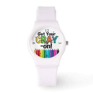 Reloj De Pulsera Obtén tu blog Cray On Rainbow Crazy Crayon Art Tea