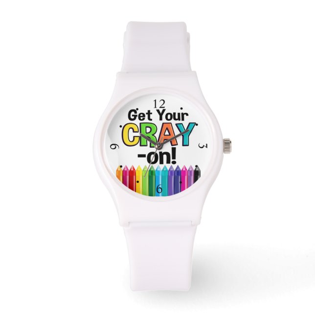 Reloj De Pulsera Obtén tu blog Cray On Rainbow Crazy Crayon Art Tea (Anverso)