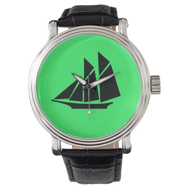 Reloj De Pulsera Ocean Glow_Black-on-Green Clipper Ship (Anverso)