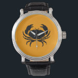 Reloj De Pulsera Ocean Glow_Black sobre el cangrejo Naranja<br><div class="desc">Muestra tu aplastamiento con crustáceos con nuestro Ocean Glow, iconos marítimos, reloj de pulsera de cangrejo negro-sobre-naranja. Para opciones de diseño adicionales, como cambiar el tamaño, la posición, el color y, incluso el número de cangrejos, junto con el color de fondo, simplemente haga clic en "Personalizar", y deje que empiece...</div>