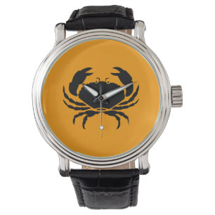 Reloj De Pulsera Ocean Glow_Black sobre el cangrejo Naranja
