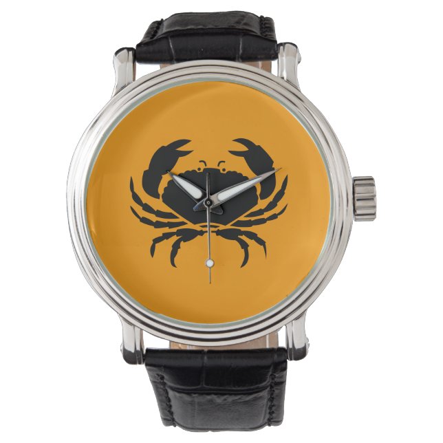Reloj De Pulsera Ocean Glow_Black sobre el cangrejo Naranja (Anverso)