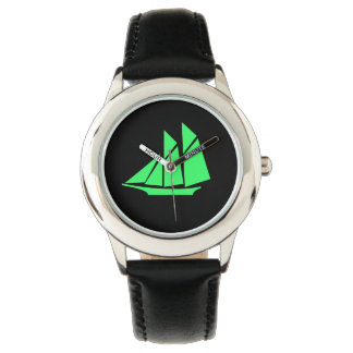 Reloj De Pulsera Ocean Glow_Green-on-Black Clipper Ship