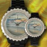 Reloj De Pulsera Ocean Sunset 0735<br><div class="desc">Colección de pintura "Ocean Sunset 0735" Tenga cuidado de mirar directamente este reloj Diamante de imitación de mujeres ya que puede brillar demasiado. Con una pulsera de aleación de esmalte en blanco o negro, así como una cara de personalizable, te encantará mirar tu reloj de pulsera por el momento. Personalice...</div>