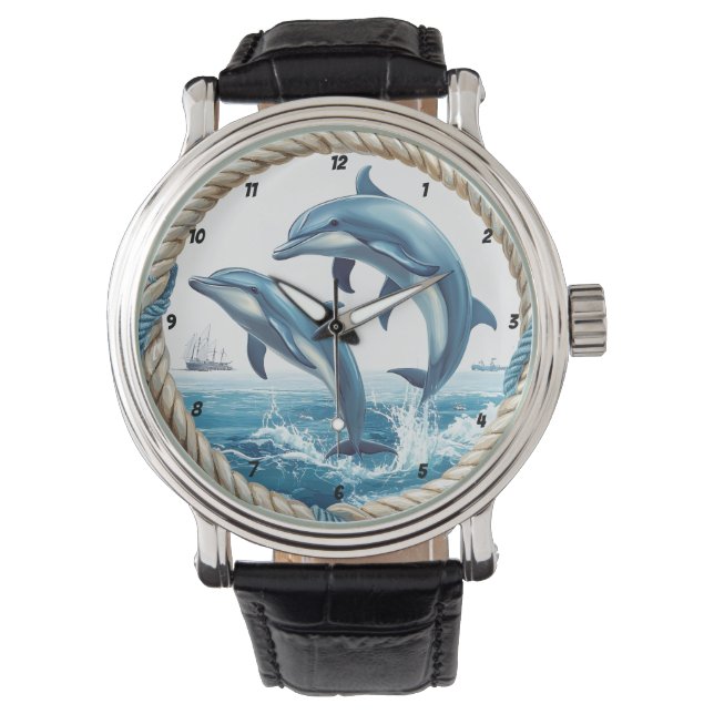 Reloj De Pulsera Oceanic Dance Dolphin Jumping with Rope Frame (Anverso)