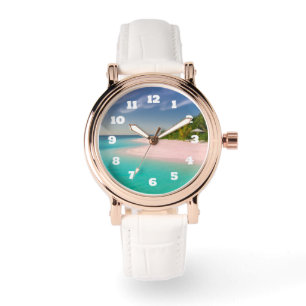 Reloj De Pulsera Océano Acuamarino Playa Tropical Escénica