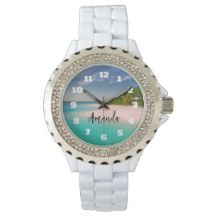 Reloj De Pulsera Océano Acuamarino Playa Tropical Personalizada