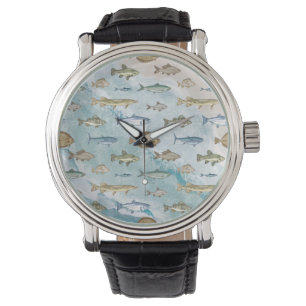 Reloj De Pulsera Océano azul Peces náuticas marinas