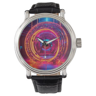 Reloj De Pulsera Océano Neon: Arte de álbum de baile Techno 4D en a