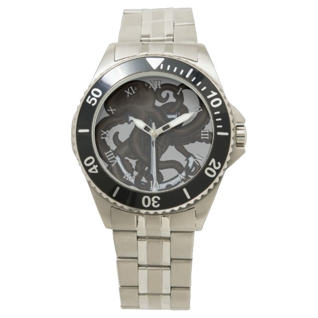 Reloj De Pulsera Octopus negro sobre ancla (Anverso)