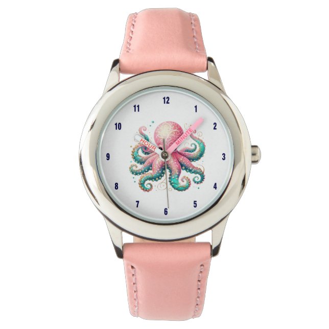 Reloj De Pulsera Octopus Purpurinoso sobre blanco (Anverso)