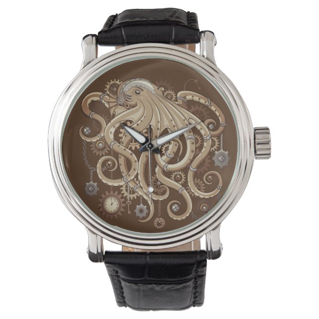Reloj De Pulsera Octopus Steampunk Surreal Retro Style Machine (Anverso)